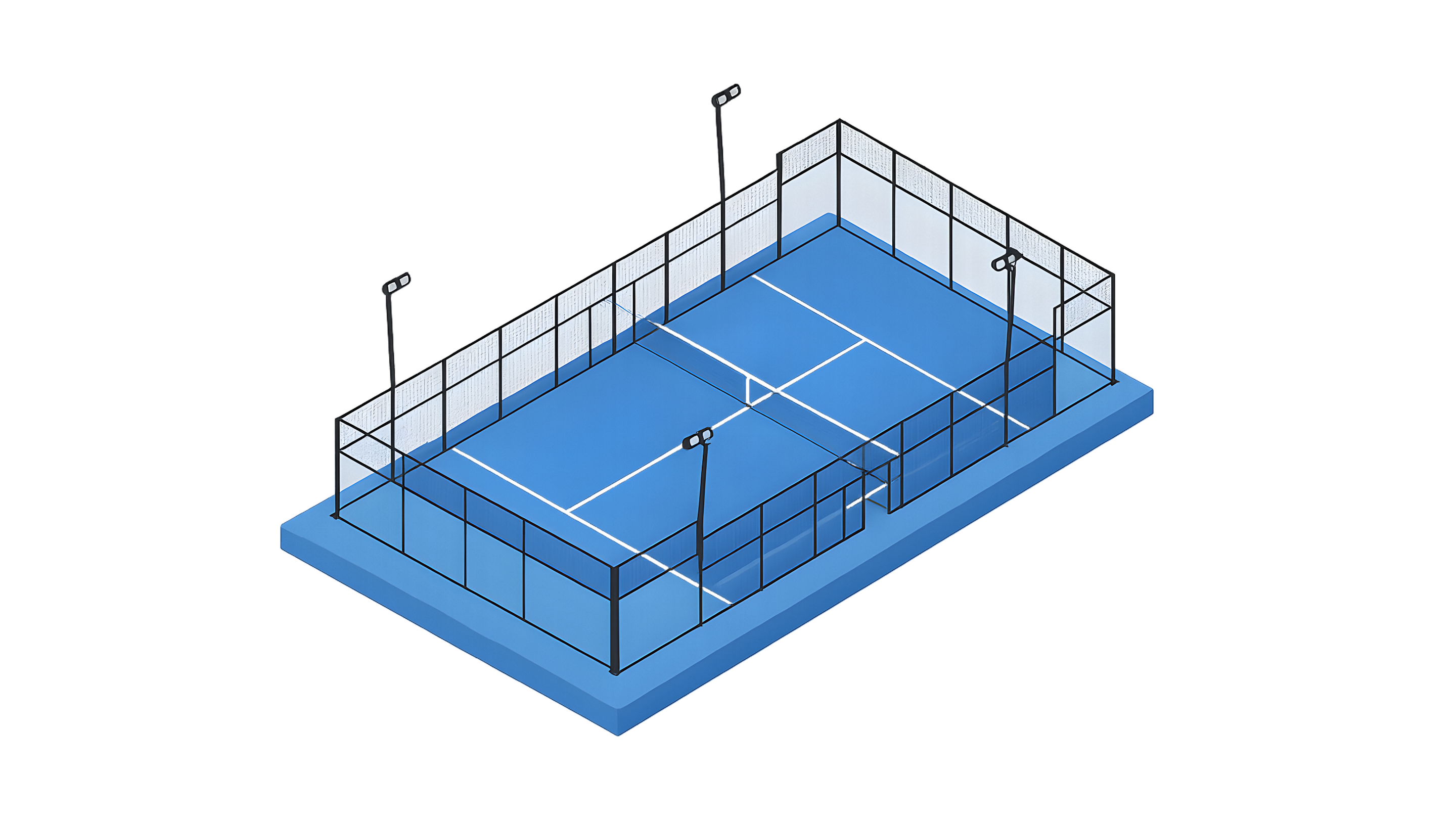 Render 3D de uma quadra de Padel
